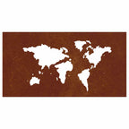 Decorazione Muro Giardino 105x55 cm Mappa Mondo Acciaio Corten