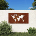 Decorazione Muro Giardino 105x55 cm Mappa Mondo Acciaio Corten