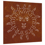 Decorazione Muro da Giardino 55x55 cm Sole in Acciaio Corten