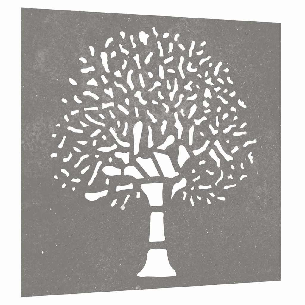 Decorazione Muro da Giardino 55x55 cm Albero in Acciaio Corten