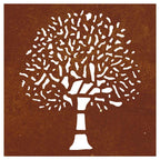 Decorazione Muro da Giardino 55x55 cm Albero in Acciaio Corten