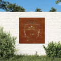 Decorazione Muro Giardino 55x55 cm Testa Buddha Acciaio Corten
