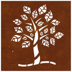 Decorazione Muro da Giardino 55x55 cm Albero in Acciaio Corten