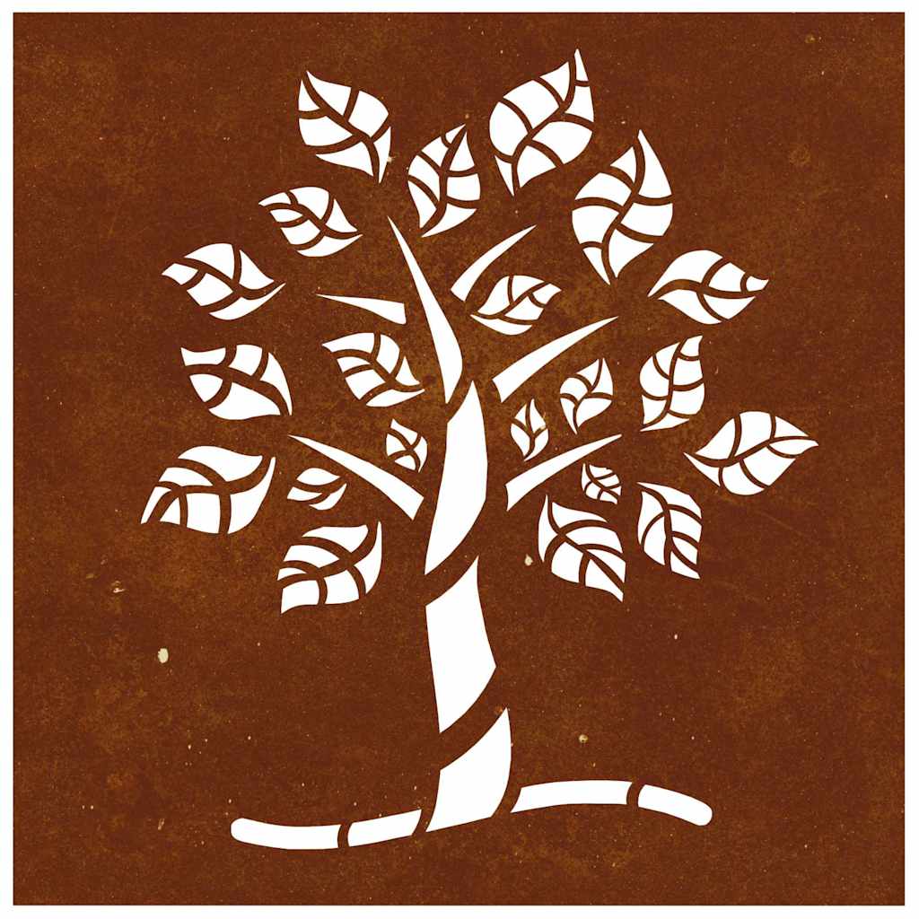 Decorazione Muro da Giardino 55x55 cm Albero in Acciaio Corten