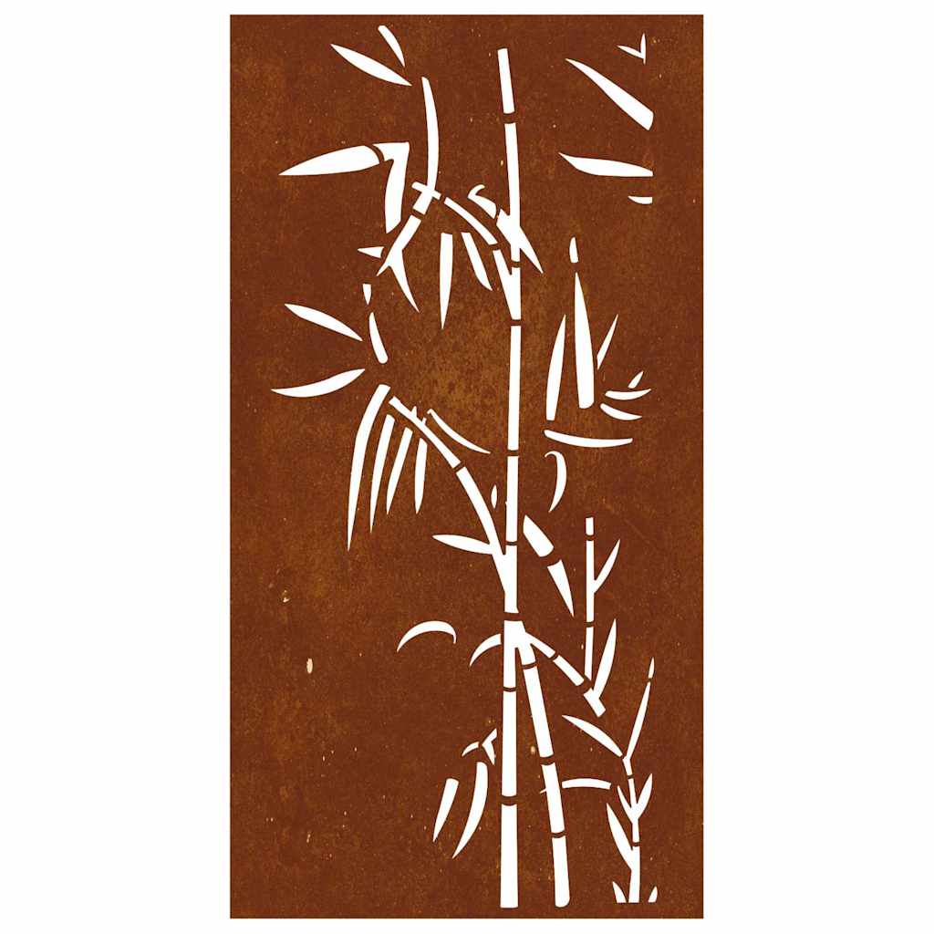 Decorazione Muro da Giardino 105x55 cm Bambù in Acciaio Corten