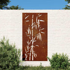 Decorazione Muro da Giardino 105x55 cm Bambù in Acciaio Corten