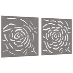 Decorazioni Muro Giardino 2 pz 55x55 cm Rosa in Acciaio Corten