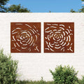 Decorazioni Muro Giardino 2 pz 55x55 cm Rosa in Acciaio Corten