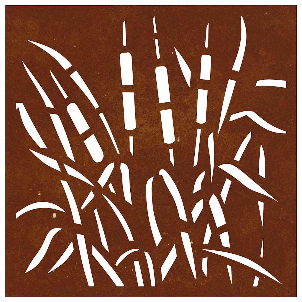 Decorazione Muro da Giardino 55x55 cm Erba in Acciaio Corten