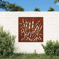 Decorazione Muro da Giardino 55x55 cm Erba in Acciaio Corten