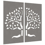 Decorazioni Muro Giardino 2 pz 105x55 cm Albero Acciaio Corten