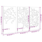 Decorazioni Muro Giardino 3pz 105x55 cm Albero Acciaio Corten