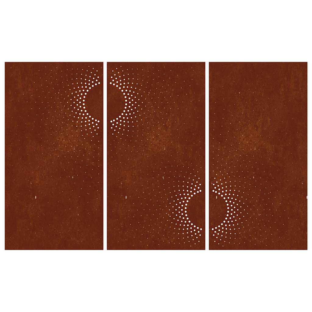 Decorazioni Muro da Giardino 3 pz 105x55 cm Sole Acciaio Corten