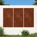 Decorazioni Muro da Giardino 3 pz 105x55 cm Sole Acciaio Corten