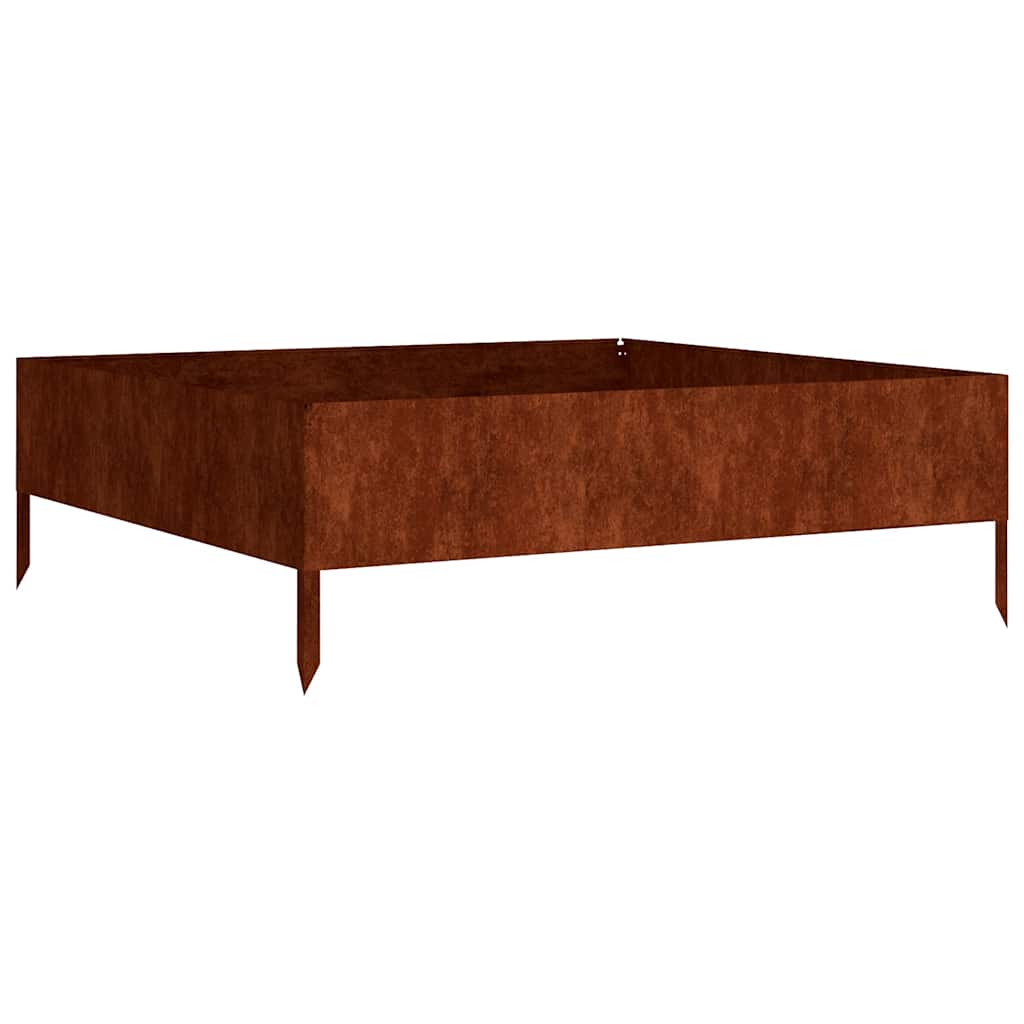 Fioriera Rialzata da Giardino 100x100x33,5 cm in Acciaio Corten