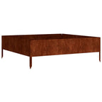 Fioriera Rialzata da Giardino 100x100x33,5 cm in Acciaio Corten