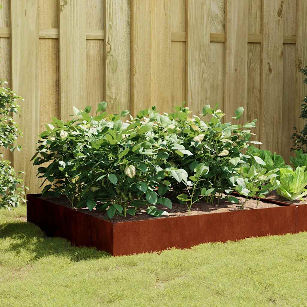 Fioriera Rialzata da Giardino 100x100x33,5 cm in Acciaio Corten