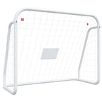 Porta da Calcio con Rete Bianca 125x96x60 cm Acciaio Poliestere