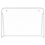 Porta da Calcio con Rete Bianca 214x75x152cm Acciaio Poliestere