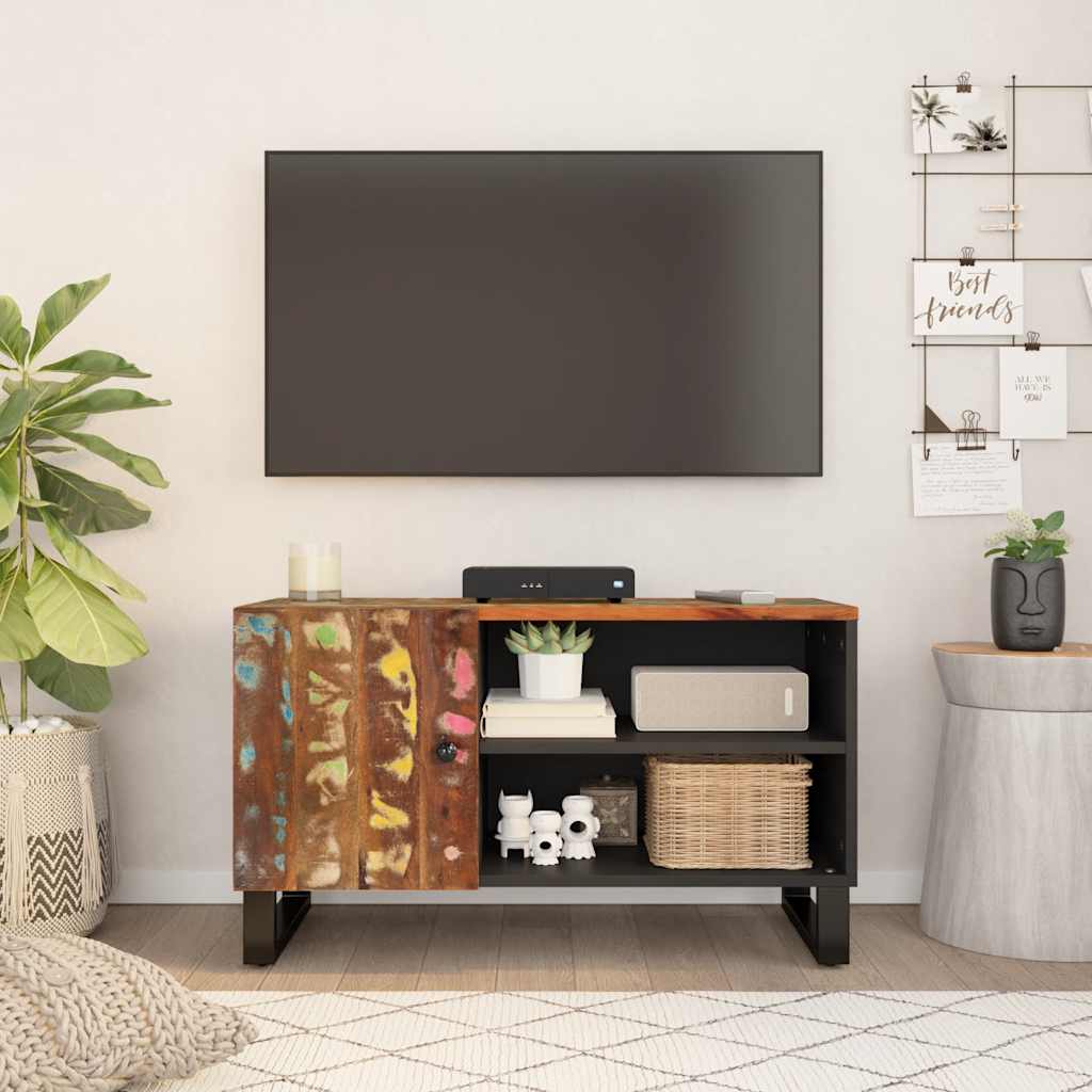 Mobile TV 80x33x46cm Legno Massello Recupero Legno Multistrato