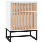 Comodino Bianco 40x30x55,5 cm Legno Multistrato e Ferro
