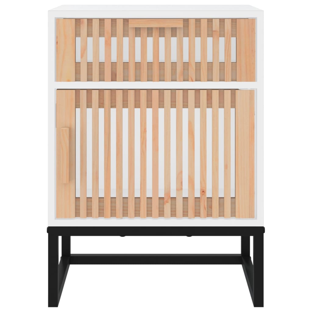 Comodino Bianco 40x30x55,5 cm Legno Multistrato e Ferro