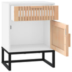 Comodino Bianco 40x30x55,5 cm Legno Multistrato e Ferro