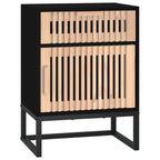 Comodino Nero 40x30x55,5 cm Legno Multistrato e Ferro