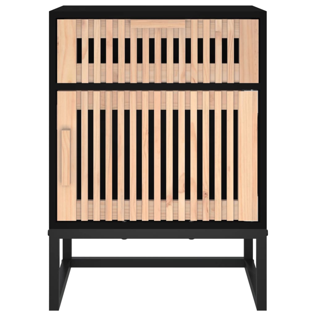 Comodino Nero 40x30x55,5 cm Legno Multistrato e Ferro