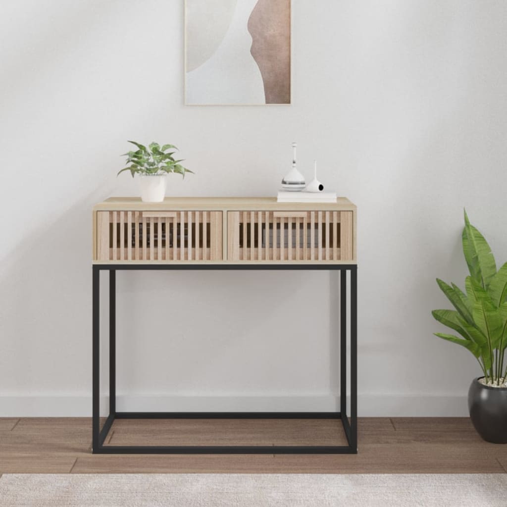 Tavolino Consolle 80x30x75 cm Legno Multistrato e Ferro