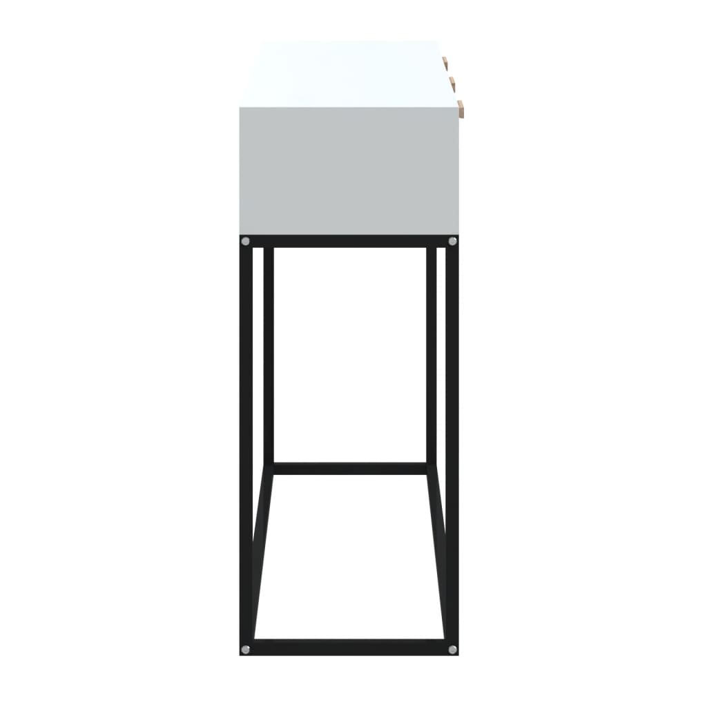 Tavolino Consolle Bianco 105x30x75 cm Legno Multistrato e Ferro