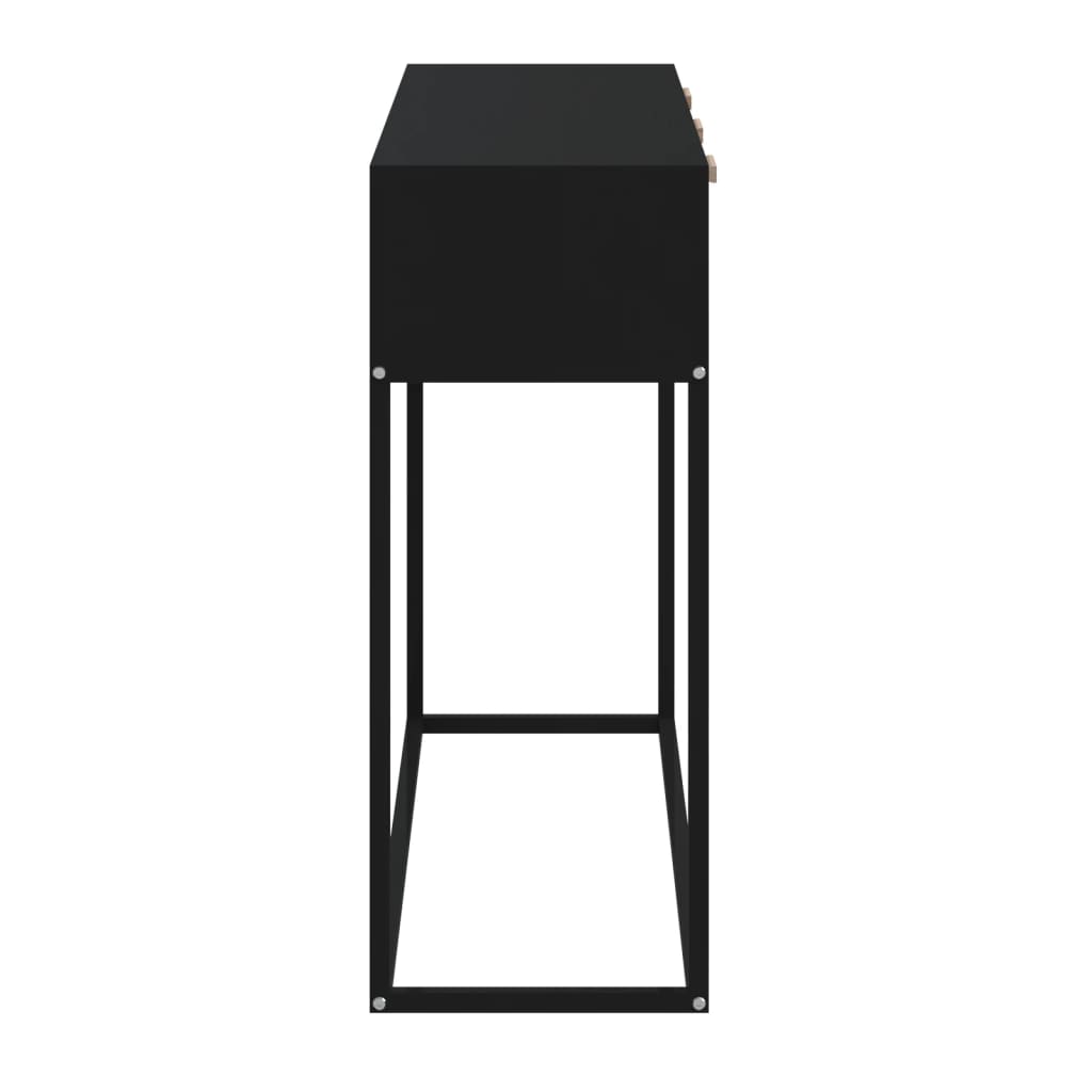 Tavolino Consolle Nero 105x30x75 cm Legno Multistrato e Ferro