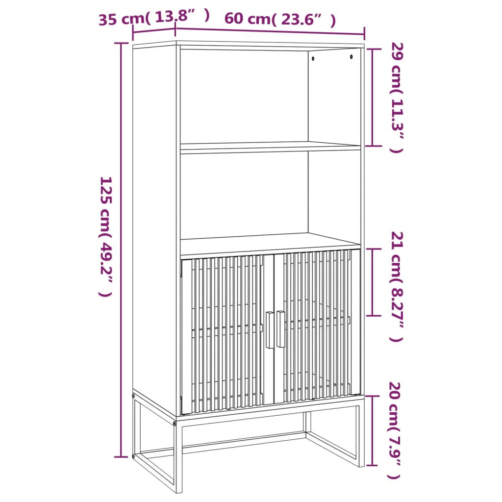 Credenza Bianca 60x35x125 cm in Legno Multistrato