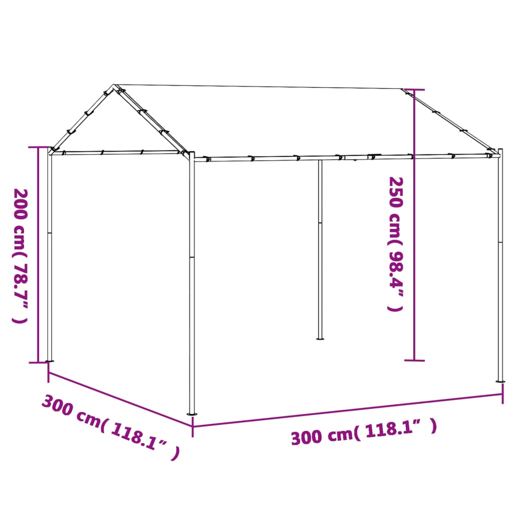 Tenda a Baldacchino Antracite 3x3 m in Acciaio e Tessuto