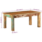 Tavolino da Salotto 100x55x45 cm in Legno Massello di Recupero