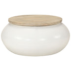 Tavolino da Salotto Bianco 51x51x27 cm Legno Massello di Mango