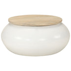 Tavolino da Salotto Bianco 51x51x27 cm Legno Massello di Mango