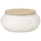 Tavolino da Salotto Bianco 51x51x27 cm Legno Massello di Mango
