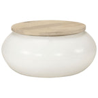 Tavolino da Salotto Bianco 51x51x27 cm Legno Massello di Mango