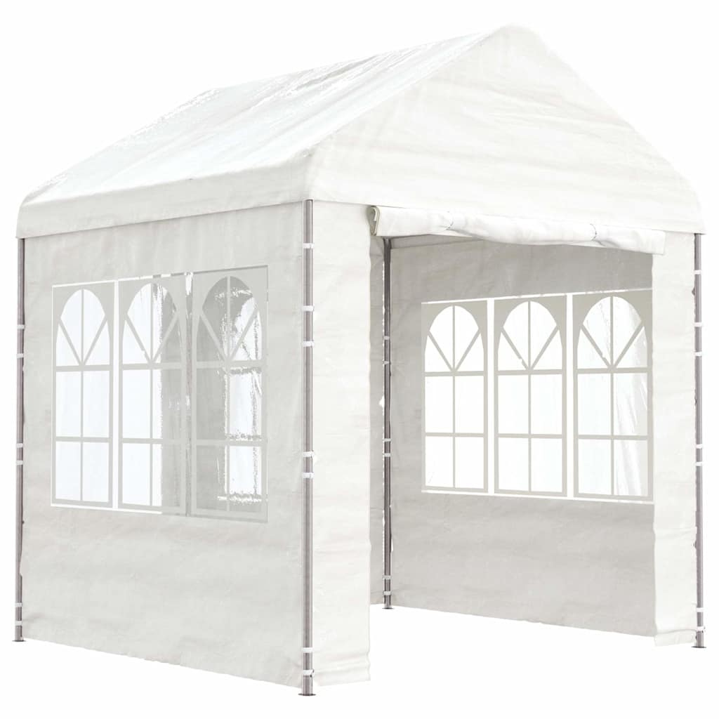 Gazebo con Tetto Bianco 2,28x2,23x2,69 m in Polietilene