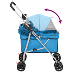 Passeggino per Cani Pieghevole Blu 76x50x100cm Tessuto Oxford