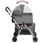 Passeggino Cani Pieghevole 2 Livelli Grigio 83x48x97cm Tessuto