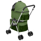 Passeggino Cani Pieghevole 2 Livelli Verde 83x48x97cm Tessuto