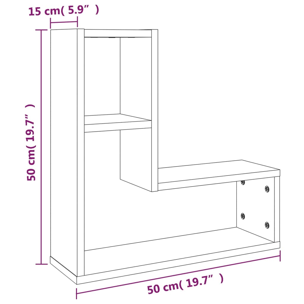 Mensole a Parete 2pz Grigio Sonoma 50x15x50cm Legno Multistrato