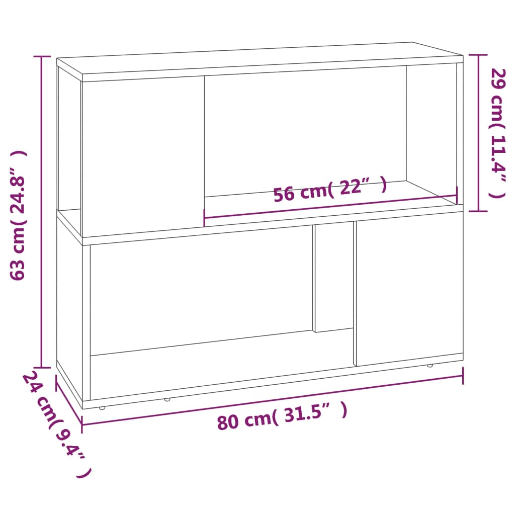 Libreria/Divisorio Rovere Marrone 80x24x63 cm