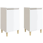 Comodini 2 pz Bianco Lucido 40x35x70 cm in Legno Multistrato