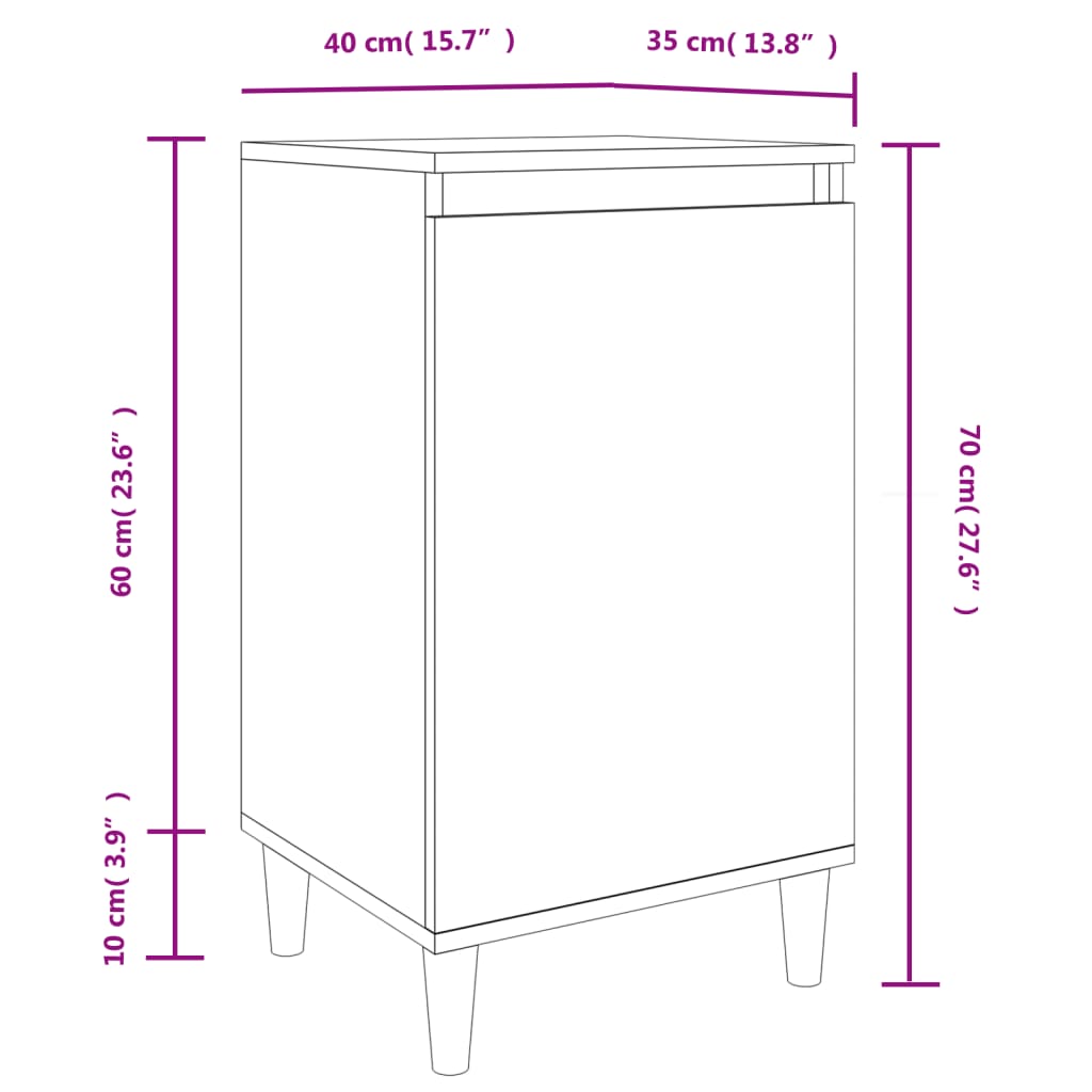 Comodini 2 pz Grigio Cemento 40x35x70 cm in Legno Multistrato