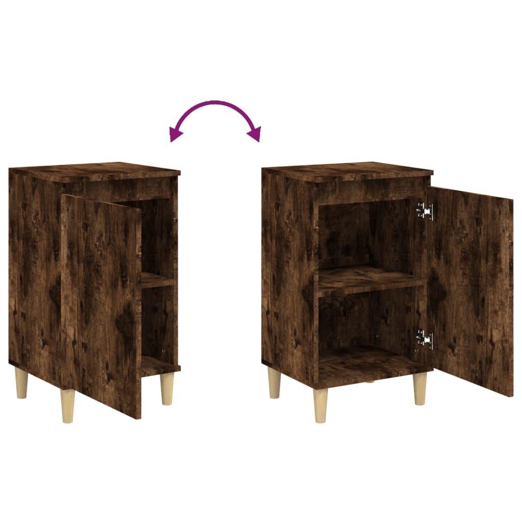 Comodini 2 pz Rovere Fumo 40x35x70 cm in Legno Multistrato