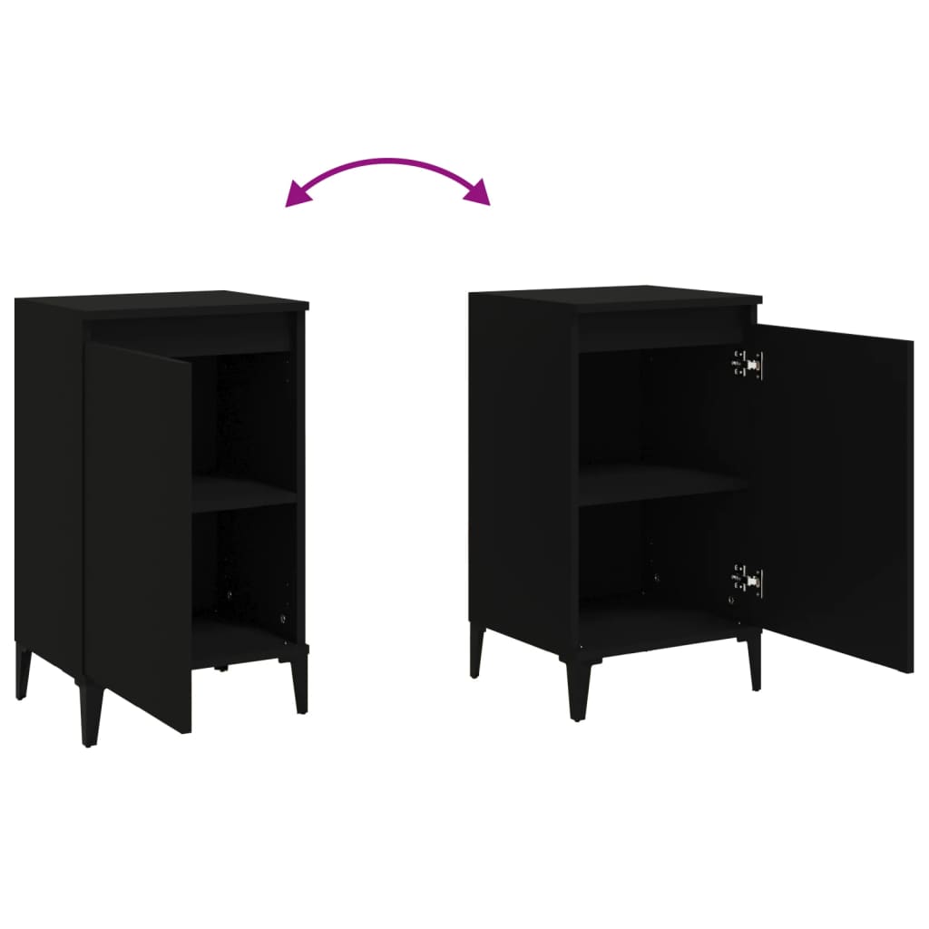 Comodini 2 pz Neri 40x35x70 cm in Legno Multistrato