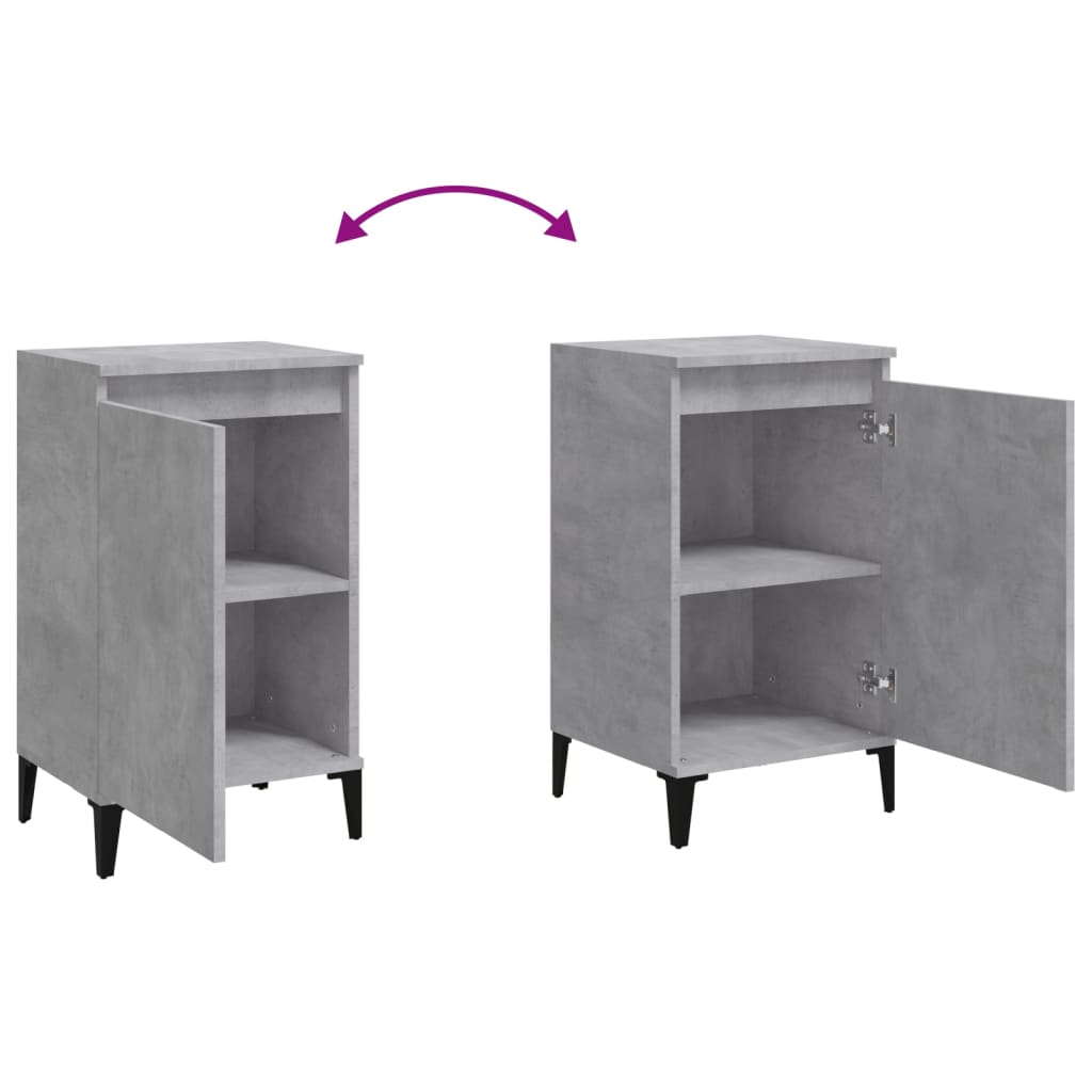 Comodini 2 pz Grigio Cemento 40x35x70 cm in Legno Multistrato